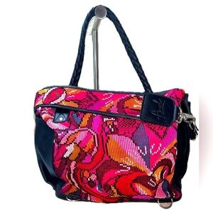 NWOT Amado Women's Crossbody Leather & Fabric Convertable Day BagBraided Handles